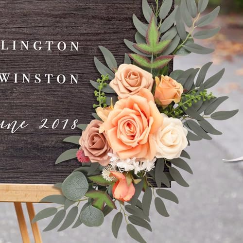 Terracotta Wedding Arch Flowers (Pack of 2), Artificial Flower Swag Welcome Sign Floral Swag Wedding Flowers for Wedding Ceremony and Reception Arch Backdrop Floral Decoration - Image 6