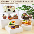 Roowest 4 Pack Wooden Display Risers, Rustic Cake Stands, Vintage White - Image 3