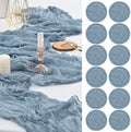 12 Pack Dusty Blue Cheesecloth Table Runner,20x120 in Table Runner by FXKS