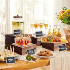 Cecnamt 6-Piece Rustic Wood Buffet Risers with Mini Signs for Dessert Table - Image 2