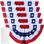 American Flag Bunting Patriotic Pleated Fan Flag USA Flags with Brass Grommets and Zip Ties for 4th of July Memorial Day Decoration Outdoor (5, 1.5x3 Feet) by Booson