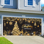 Tiamon Christmas Garage Door Cover Banner 7x16 ft Outdoor Xmas, Black Gold - Image 6