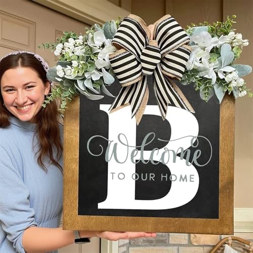 16'' Personalized Last Name Welcome Sign, Door Wreaths for Front Door Outside, Spring Wreath for Front Door Decor, Farmhouse New Home Gifts for Home (B) - Image 4