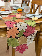KEVA Fall Table Runner 90inches Long, Thanksgiving Harvest Cutwork Embroidered Table Runner 13in x 90in, Autumn Maple Leaves Table Decoration for Home Dining Kitchen Table - Image 7