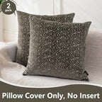 FIFU 22x22 Inch Throw Pillow Covers Set of 2, Jacquard Velvet, Taupe - Image 2