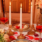 Suclain 24 Pcs Glass Candle Holder Set 12 Candlestick White Candles,Amber - Image 2