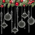 Seematn 18 Pcs Clear Christmas Glass Ornaments Ball Icicle Drop Ornaments by Seematn