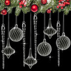 Seematn 18 Pcs Clear Christmas Glass Ornaments Ball Icicle Drop Ornaments by Seematn