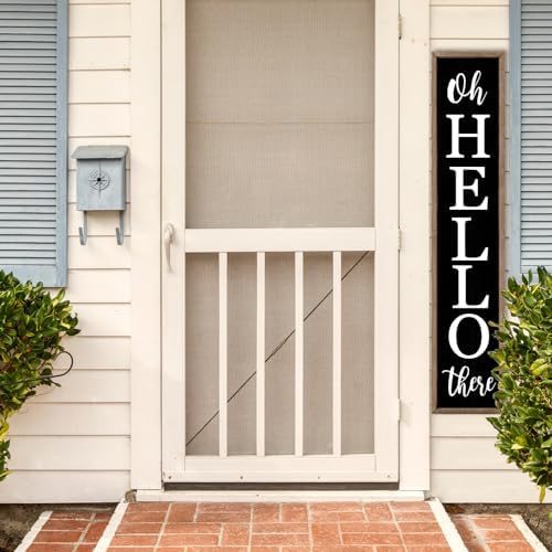 flowtorely Oh Hello There Outdoor Welcome Sign, 45"X9", Wood Black - Image 4