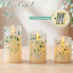 Blosssound 3 Pack Sage Green Flameless Candles Battery Operated Eucalyptus - Image 2
