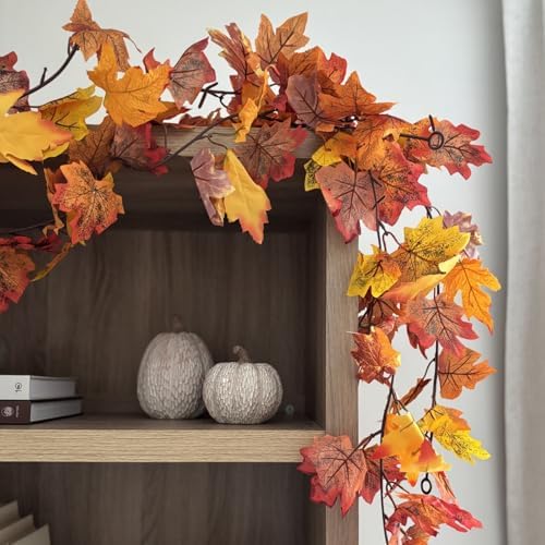 CQURE 40 Pack Fall Leaf Garland, Total 236Ft Artificial Fall Vines Autumn Garland Fall Maple Leaves Thanksgiving Decor for Home Wedding Fireplace Party - Image 6