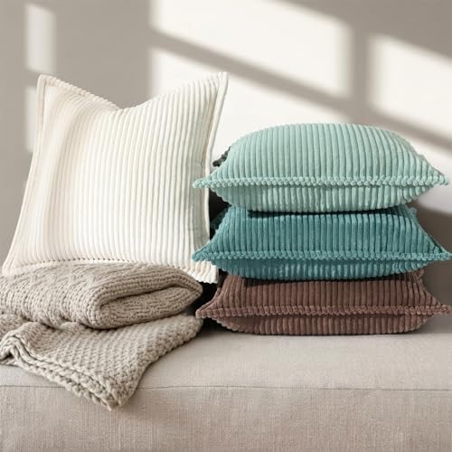 decorUhome Fall Corduroy Teal Throw Pillow Covers 26x26 Set of 2 - Image 6