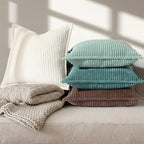 decorUhome Fall Corduroy Teal Throw Pillow Covers 24x24 Set of 2 - Image 6