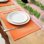 Linen Placemats Set of 8, Machine Washable, Heat Resistant, Wrinkle Free, Thick Polyester Kitchen Place Mats for Dining Table (Orange) - Image 6