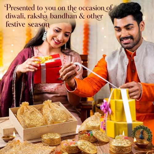 Yexiya 48 Pack Golden Indian Return Gift Boxes for Diwali Pooja, Glittery - Image 7