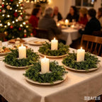 8 PCS Christmas Candle Rings Wreath Artificial Green Norfolk Cedar Mini Candle Ring Holder Small Wreaths for Xmas Cabinets Kitchen Windows Home Wedding Table Centerpiece Door Window Chair Wall - Image 4