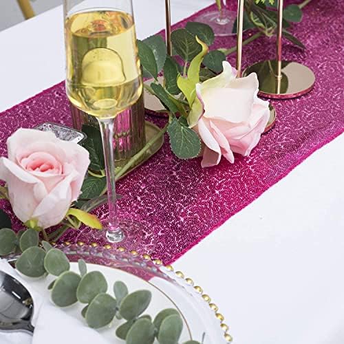 Hot Pink Sequin Table Runner 12 Pack, 12''x72 Glitter Table Runner - Image 6
