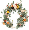 Ling's moment Flower Garland, 6FT Eucalyptus & Rose Terracotta & Orange 02 by LingsMoment