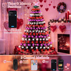 Smart Valentine's Day Lights with Star Topper, APP Control Music Sync Color Changing RGB Christmas String Lights, Cascading Twinkle Lights for Indoor Outdoor Xmas Tree Decorations - Image 5
