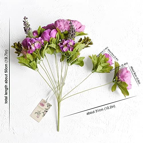 FiveSeasonStuff Thistle Purple Artificial Peony Bouquet Set of 2 - Image 6
