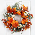 Fall Decor Wreaths for Front Door, 20 Inch Autumn Wreath with Pumpkins by Wanfifi