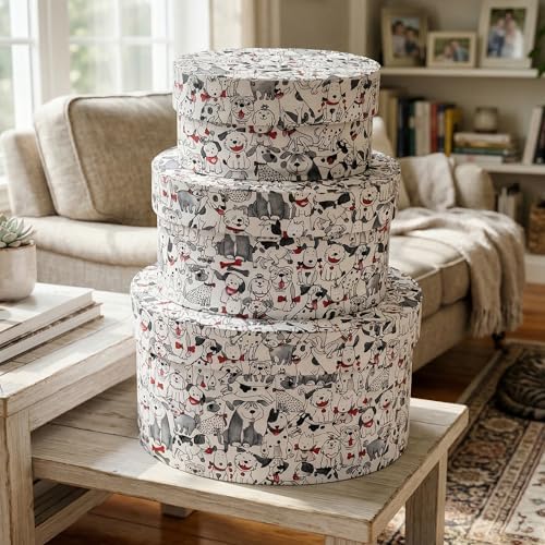 Sarah's Hat Boxes – Dogs Print Decorative Gift Box Set of 3 | Elegant Reusable Storage Boxes for Gifts, Keepsakes, Jewelry, or Special Items | Unique Printed Design - Image 5