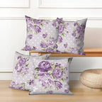 Purple Flower Throw Pillow Covers 24"x24" Set of 4, Countryside Floral Sofa Cushion Cover for Chair Couch Bed Living Room Office Car Garden Patio Farmhouse Indoor Outdoor Decorative - Image 5