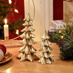 FESTGLOX Gold Christmas Tree Figurines,Small Resin Christmas Tabletop Trees - Image 6