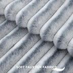 Pallene Faux Fur Decorative Throw Pillow Covers 24x24 Set of 2, Ombre Grey - Image 2