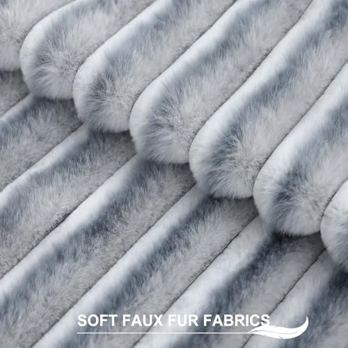 Pallene Faux Fur Decorative Throw Pillow Covers 24x24 Set of 2, Ombre Grey - Image 2