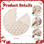 Civaner 48in Beige Bow Christmas Tree Skirt Faux Fur - Image 2