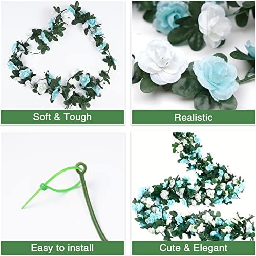 BLEUM CADE 12Pcs 16.4Ft Fake Flower Garland Artificial Rose Vines - Image 6