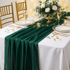 Emerald Green Chiffon Table Runner 15 Pieces 10Ft Boho Christmas Runners - Image 2