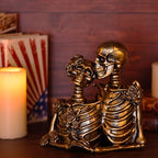 Skull Decor Halloween Decoration: Skeleton Couple Figurines Resin Gothic Statues Vintage Home Decor for Shelf Table Mantel Collectible Wedding Gift (A-Small) - Image 6