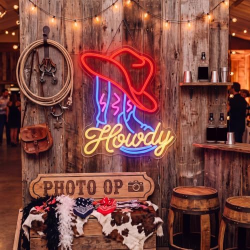 Zhengmy Howdy Neon Sign, USB Powered Cowboy Boot LED Wall Decor by Zhengmy