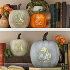 Let's Make Memories Personalized Pumpkin for Halloween - Custom Jack O Lantern With Your Name - Fall Decor - Light Up Pumpkin for Indoor/Outdoor Use - Floral Name and Monogram - Small - Silver Glitter - Image 2