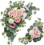 Odouzy Artificial Wedding Arch Flowers for Wedding Sign,Set of 2 for Welcome Ceremony Sign,Faux Floral Swags, Banquet and Reception Backdrop Floral Decoration (Pink) by Odouzy
