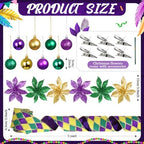 Halfchet 43 Pcs Mardi Gras Theme Tree Decoration Mardi Gras Theme Tree Hanging Ornament Carnival Purple Green Gold Decoration for Carnival Party Decor - Image 2