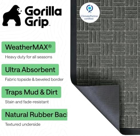 GORILLA GRIP WeatherMAX Door Mat, Indoor Outdoor Use, 47x35, Gray Maze - Image 2