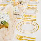 WELLIFE Clear and Gold Plastic Plates, Dinnerware Set for 25 Guests - Image 5