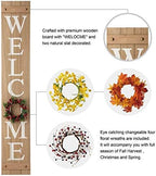 Glitzhome 60”H Welcome Sign with 4 Interchangeable Floral Wreaths for Front Door Porch Farmhouse Wooden Hanging Wall Sign for Seasons Spring Fall Harvest Thanksgiving Christmas - Image 3