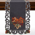 DECOZEN Charcoal Gray Christmas Table Runner – Embroidered Dining & Dresser Decor Scarf for Holiday Tables, Weddings & Parties – 14 x 108 in Elegant European Charcoal Fleur Collection Gift Idea by Decozen