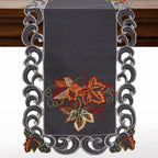 DECOZEN Charcoal Gray Christmas Table Runner – Embroidered Dining & Dresser Decor Scarf for Holiday Tables, Weddings & Parties – 14 x 108 in Elegant European Charcoal Fleur Collection Gift Idea by Decozen