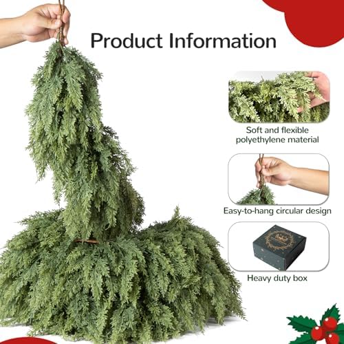 Giauma 6ft Double Fullness Christmas Cedar Garland Artificial Realistic - Image 6