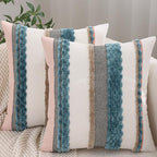 Turquoise Pillow Covers 18x18 inch Set of 2 Boho Farmhouse Decor by Tosleo