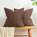 MIULEE Pack of 2 Decorative Vintage Burlap Linen Euro Sham Brown Throw Pillow Covers for Sofa Couch Bed 24x24 Modern Farmhouse Pillowcase Rustic Woven Textured Cushion Cover Inch Dark Coffee by MIULEE