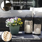 Natural Rattan Boho Lanterns - Handcrafted Chic Farmhouse Decor for Home - Image 3