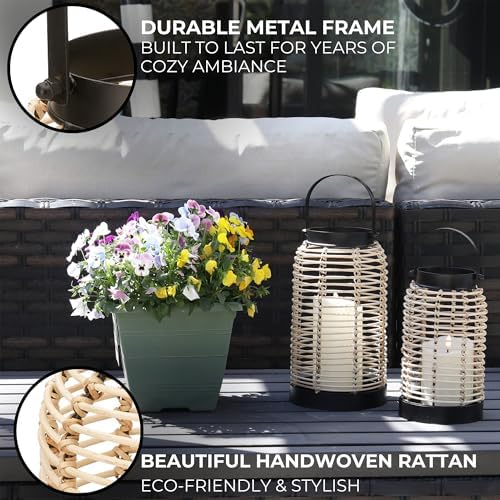 Natural Rattan Boho Lanterns - Handcrafted Chic Farmhouse Decor for Home - Image 3
