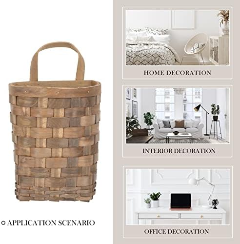 UPKOCH Brown Hanging Wicker Wall Basket, 4.2 x 5.5 x 4.2 in for Home Decor - Image 4