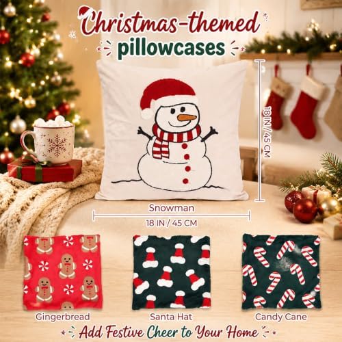 4 Pack Christmas Pillow Covers 18" x 18" Soft Plush Faux Fur - Image 2